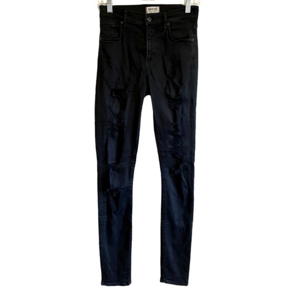 Agolde Sophie High Rise Skinny Jeans Women’s Size 26 Distressed Black - Picture 3 of 10